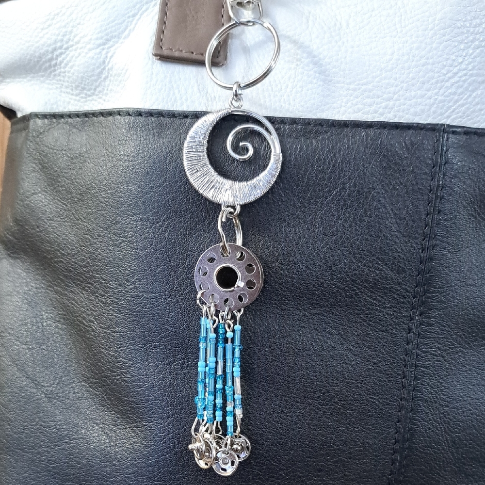 Hand Crafted Bag Purse Tote Jewelry Key Ring Decorative Sewing Jewelry Upcycle
